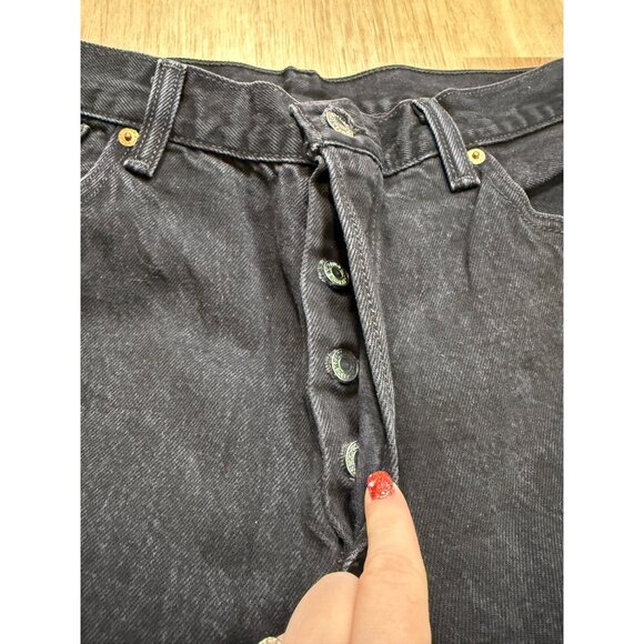 Levis Mens Black 501 Black Wash Denim Straight Leg Jeans 36x32 Y2K 30" - Picture 7 of 8